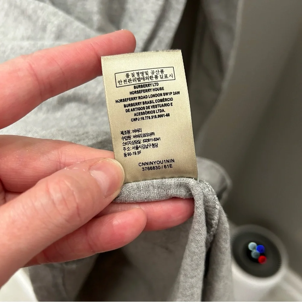 Burberry Gray Long Sleeve Shirt with Plaid Accents - Picture 5 of 6